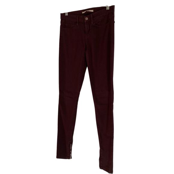 Vince Calgary Dark Raisin Maroon Zip Leg Skinny Low Rise Tailored Jeans Size 27 - Picture 16 of 16